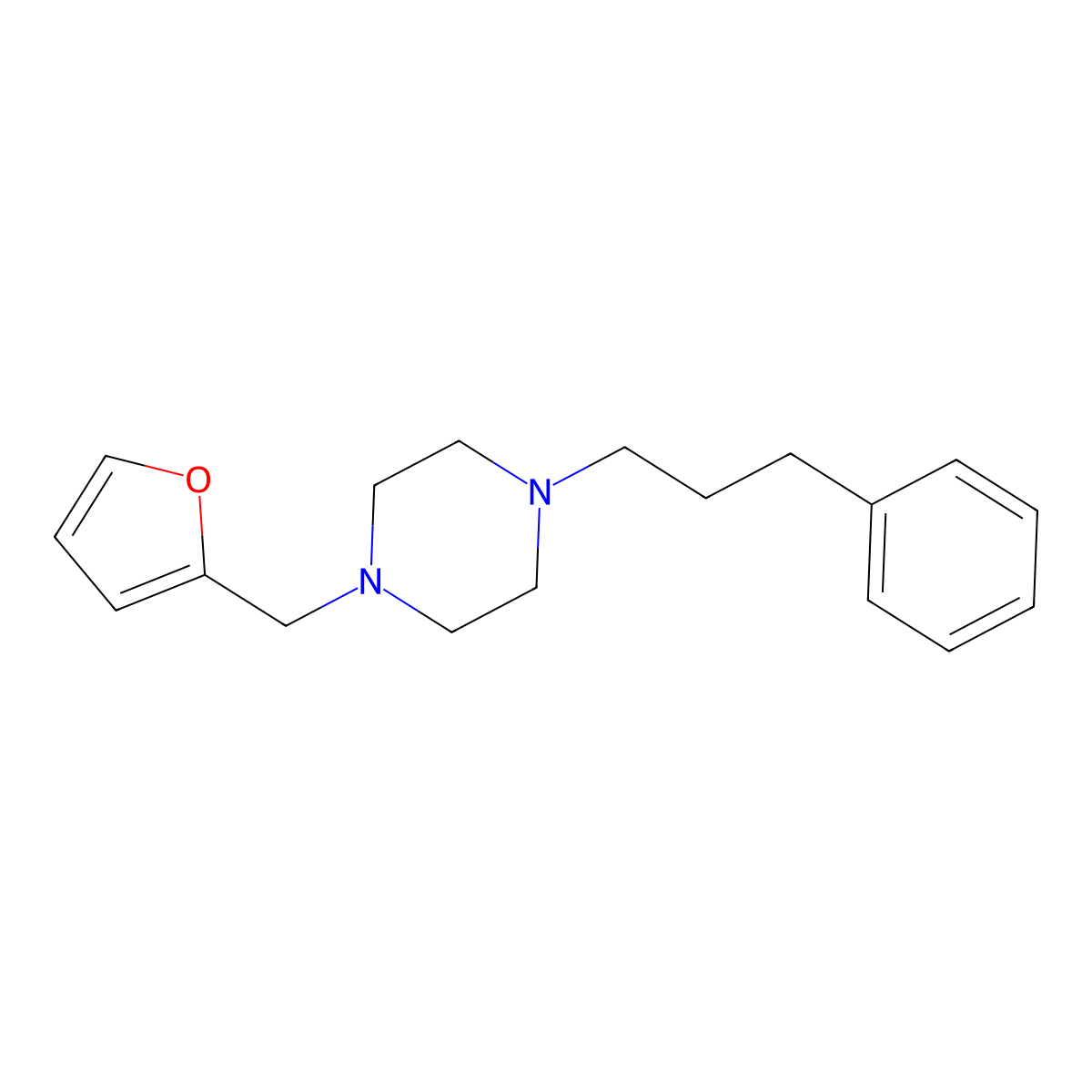 1-(Furan-2-ylmethyl)-4-(3-phenylpropyl)piperazine molecular structure, CAS 428826-99-7