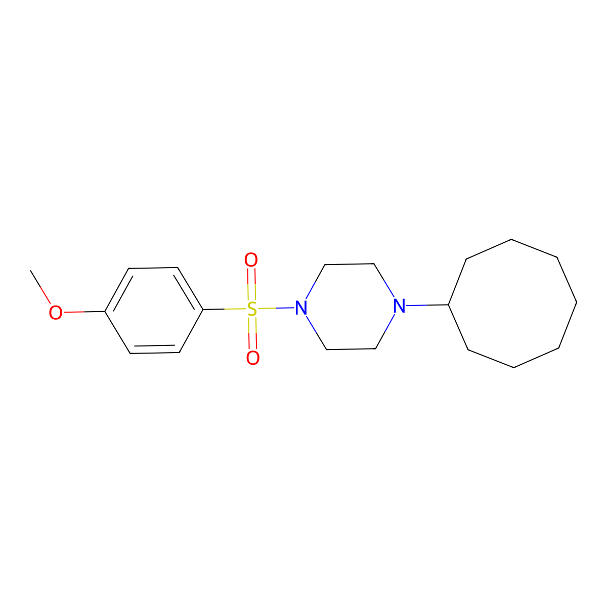 1-Cyclooctyl-4-(4-methoxyphenyl)sulfonylpiperazine molecular structure, CAS 428827-01-4