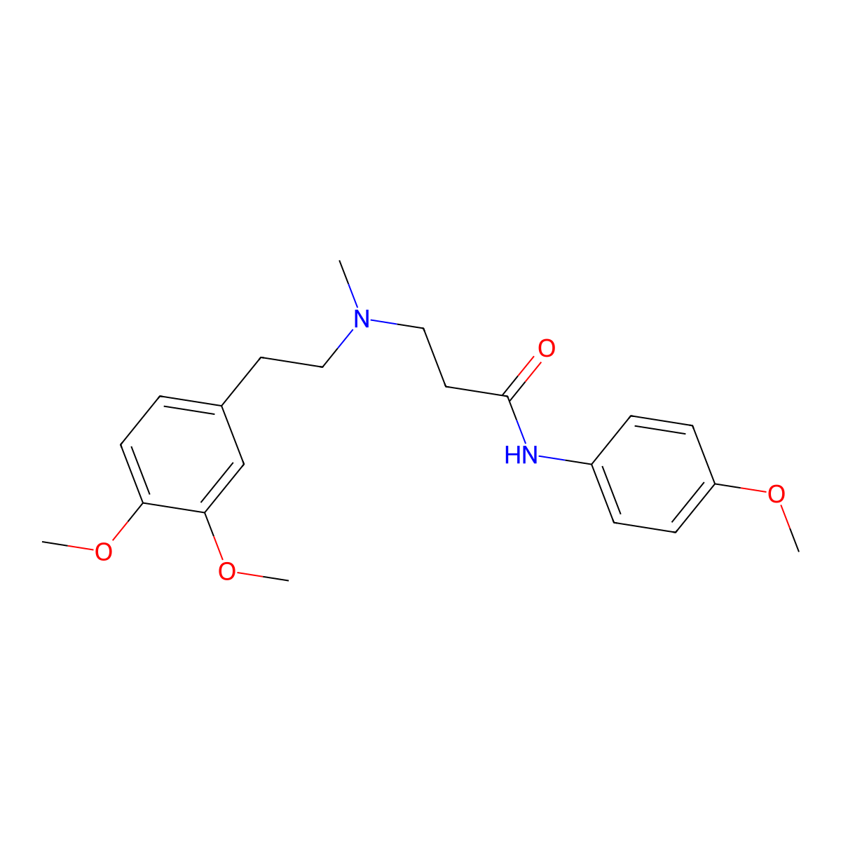 3-[2-(3,4-dimethoxyphenyl)ethyl-methylamino]-N-(4-methoxyphenyl)propanamide molecular structure, CAS 428827-06-9