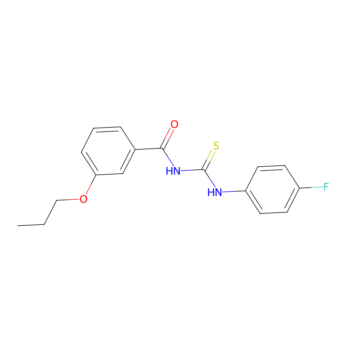 N-[(4-fluorophenyl)carbamothioyl]-3-propoxybenzamide molecular structure, CAS 428827-16-1