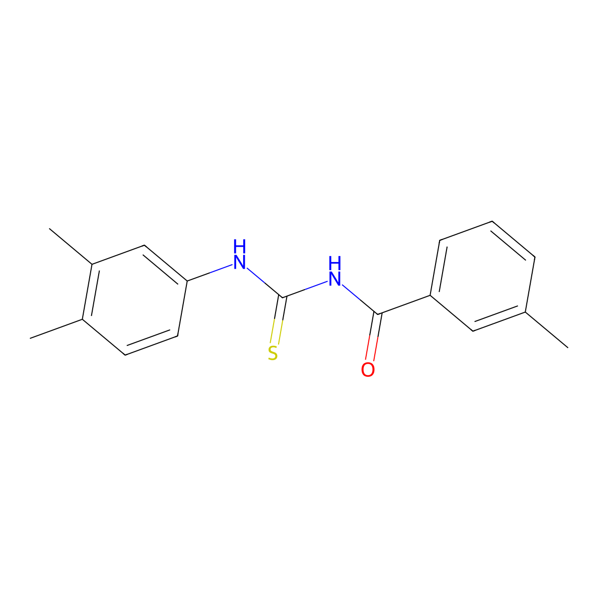 N-[(3,4-dimethylphenyl)carbamothioyl]-3-methylbenzamide molecular structure, CAS 428827-20-7