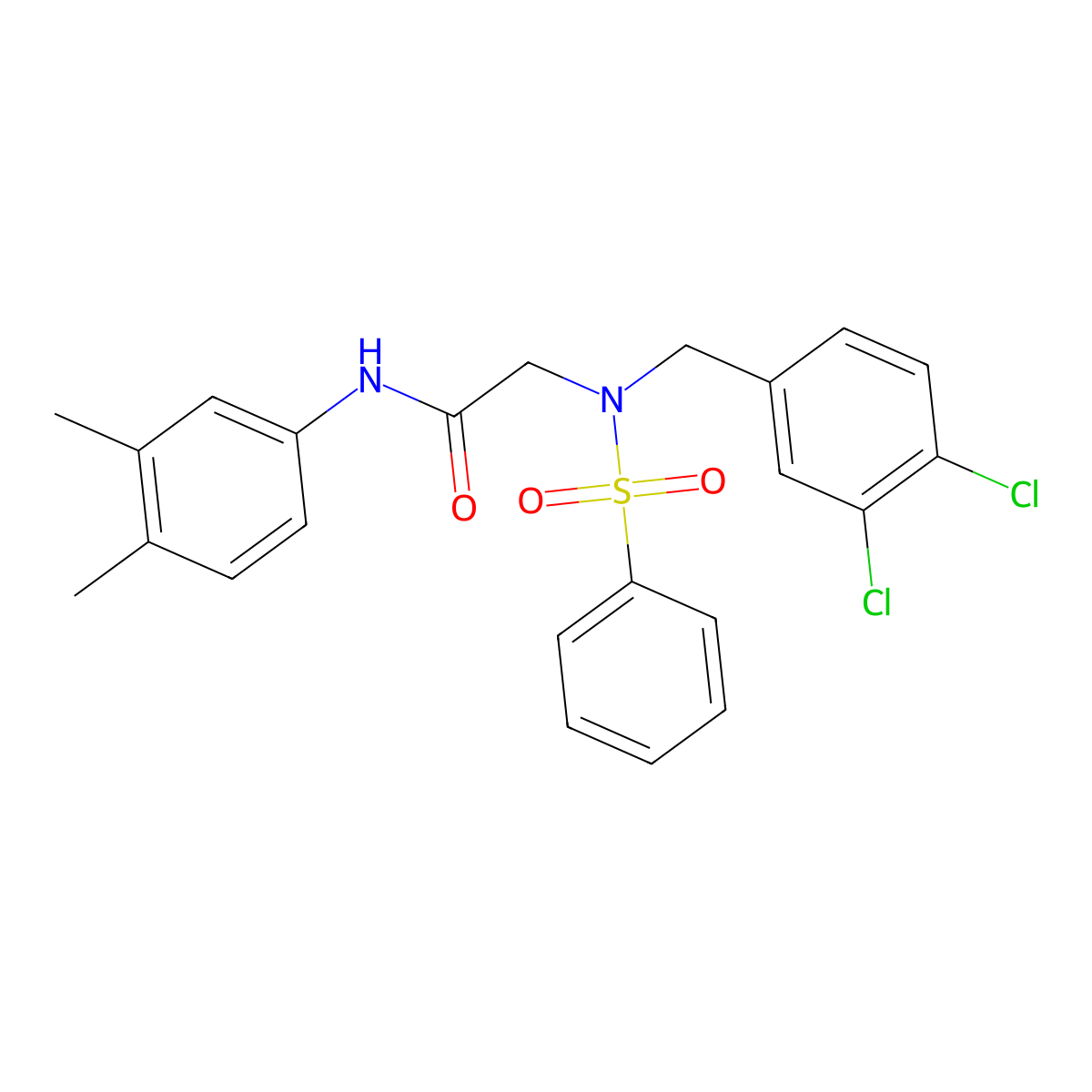 2-[benzenesulfonyl-[(3,4-dichlorophenyl)methyl]amino]-N-(3,4-dimethylphenyl)acetamide molecular structure, CAS 428827-26-3