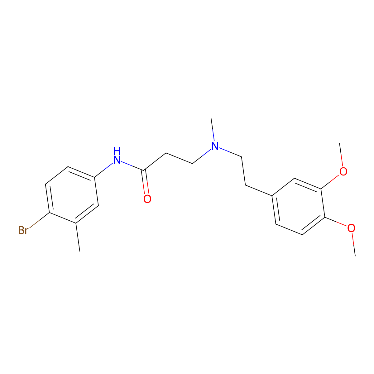 N-(4-bromo-3-methylphenyl)-3-[2-(3,4-dimethoxyphenyl)ethyl-methylamino]propanamide molecular structure, CAS 428827-30-9