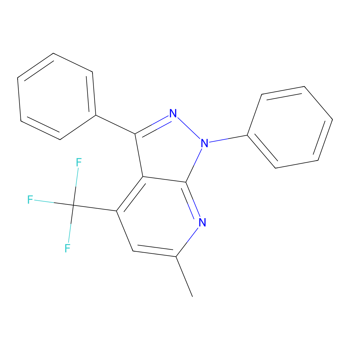 6-Methyl-1,3-diphenyl-4-(trifluoromethyl)-1H-pyrazolo[3,4-b]pyridine molecular structure, CAS 428827-33-2