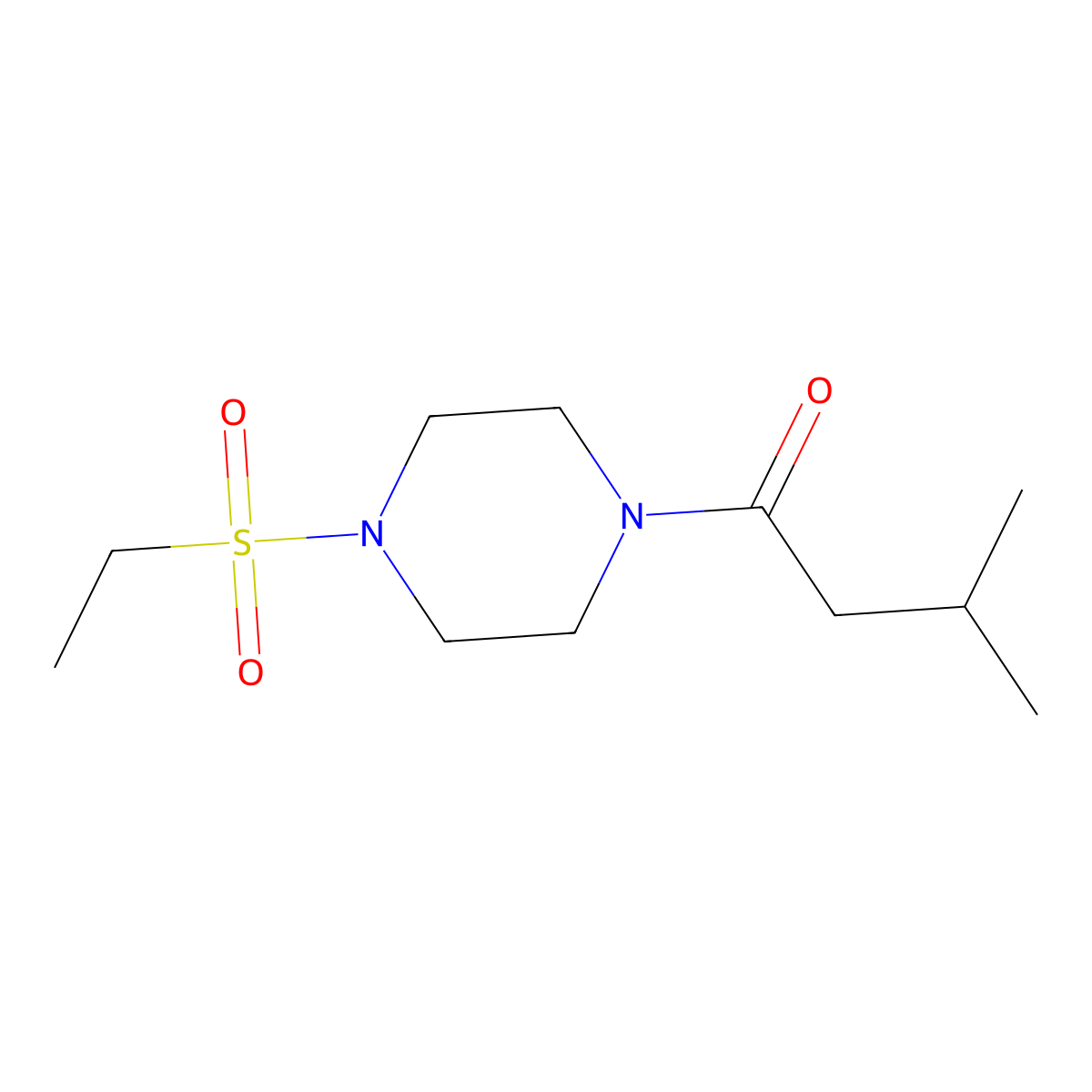 1-(4-Ethylsulfonylpiperazin-1-yl)-3-methylbutan-1-one molecular structure, CAS 428827-41-2