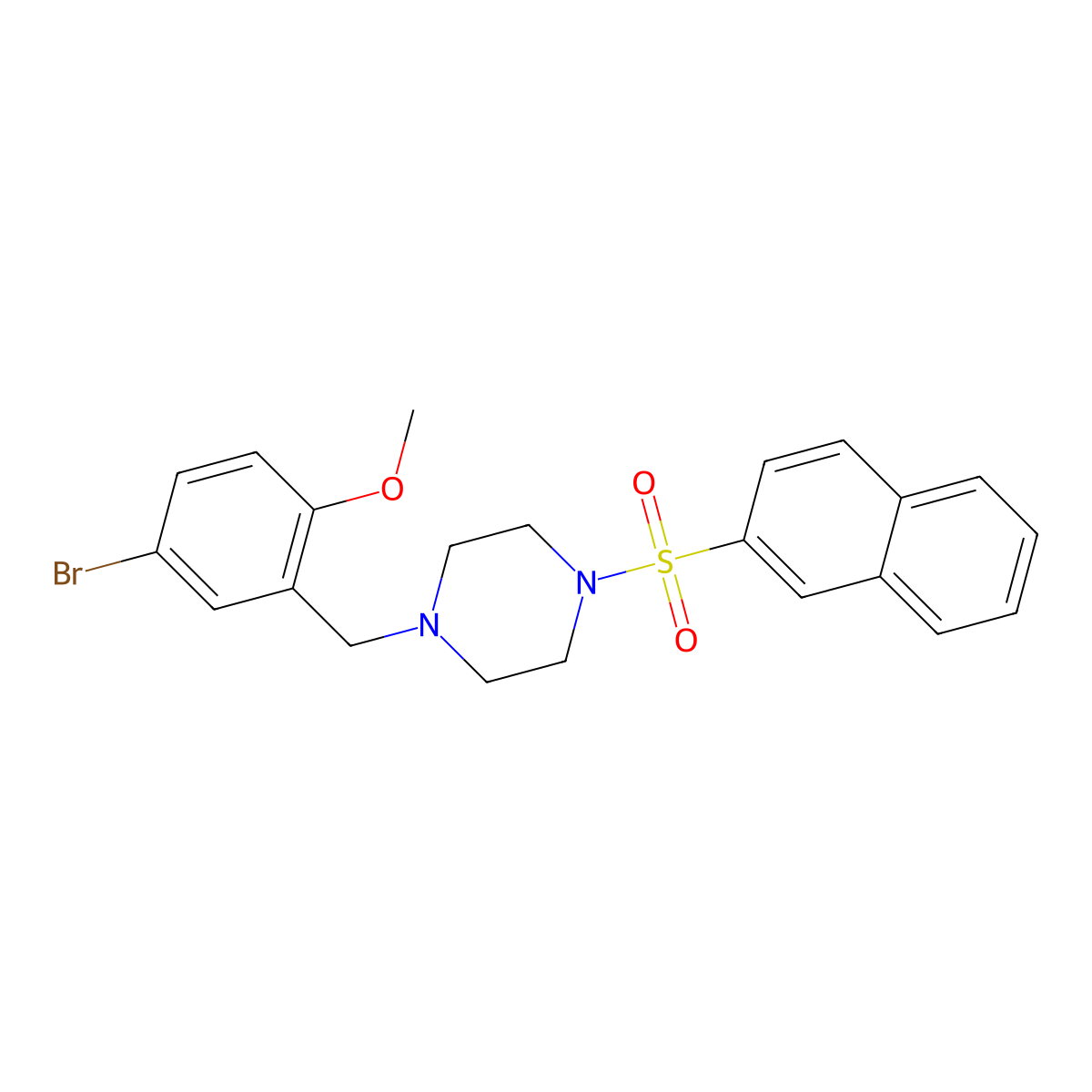 1-[(5-Bromo-2-methoxyphenyl)methyl]-4-naphthalen-2-ylsulfonylpiperazine molecular structure, CAS 428827-42-3