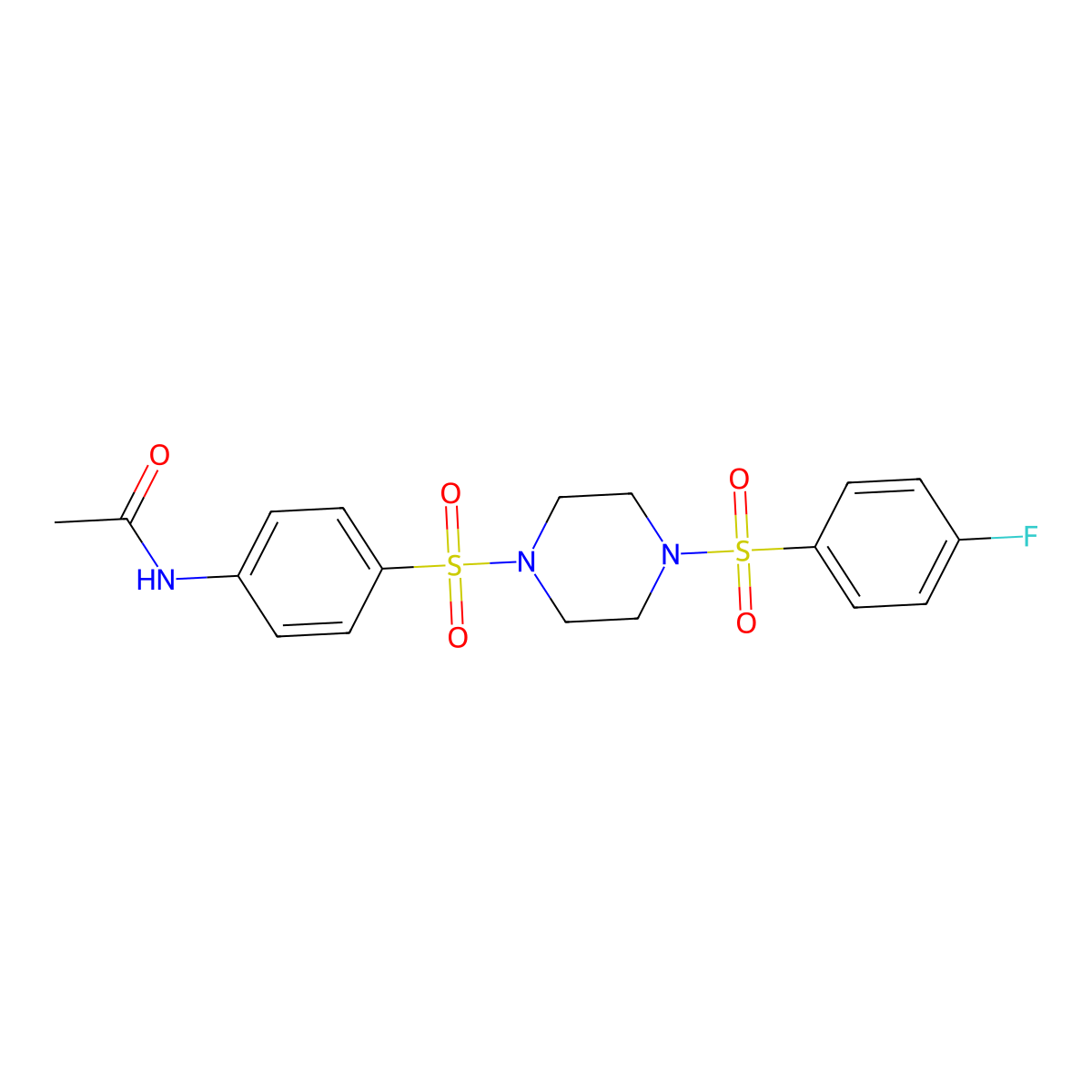 N-[4-[4-(4-fluorophenyl)sulfonylpiperazin-1-yl]sulfonylphenyl]acetamide molecular structure, CAS 428827-44-5