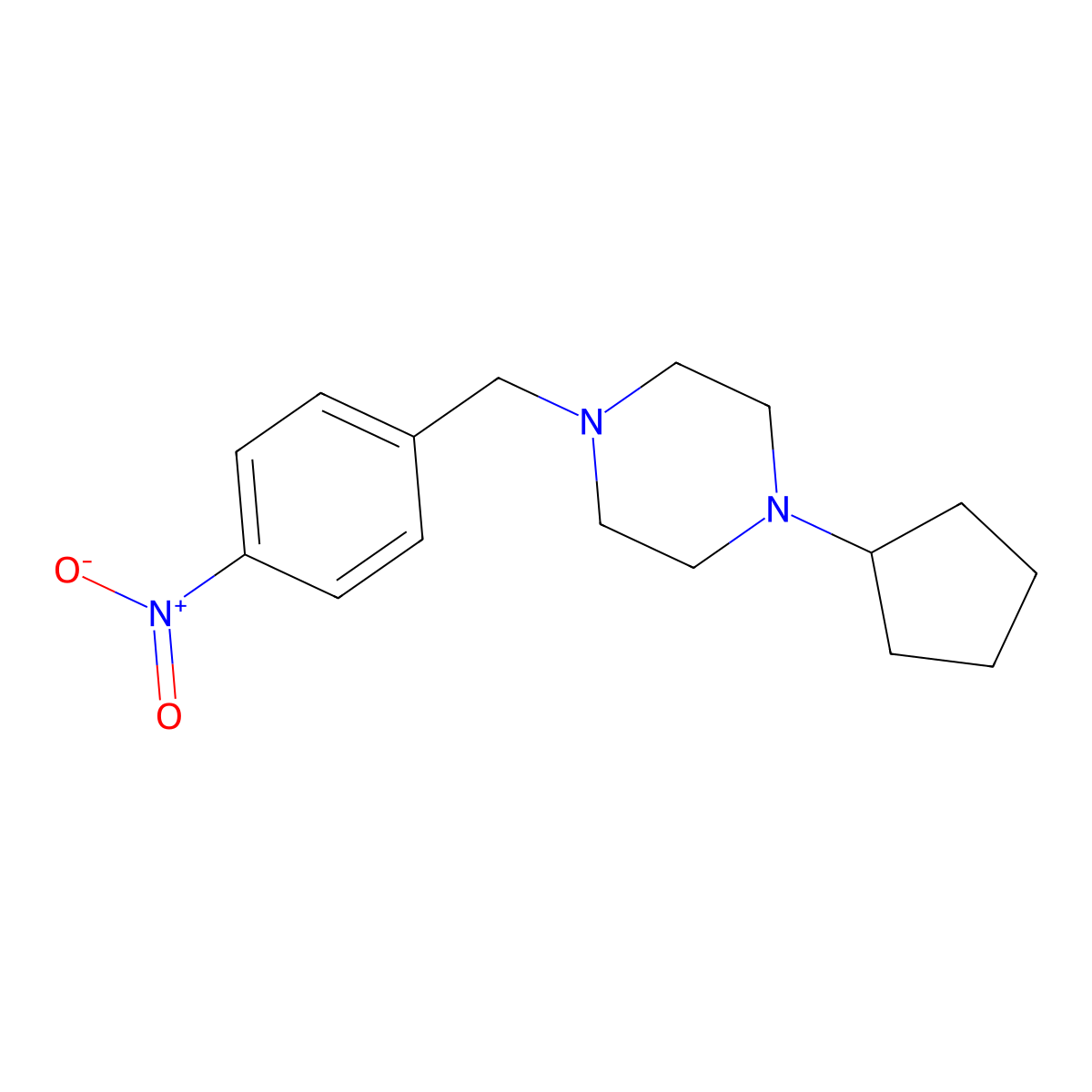 1-Cyclopentyl-4-[(4-nitrophenyl)methyl]piperazine molecular structure, CAS 428827-52-5