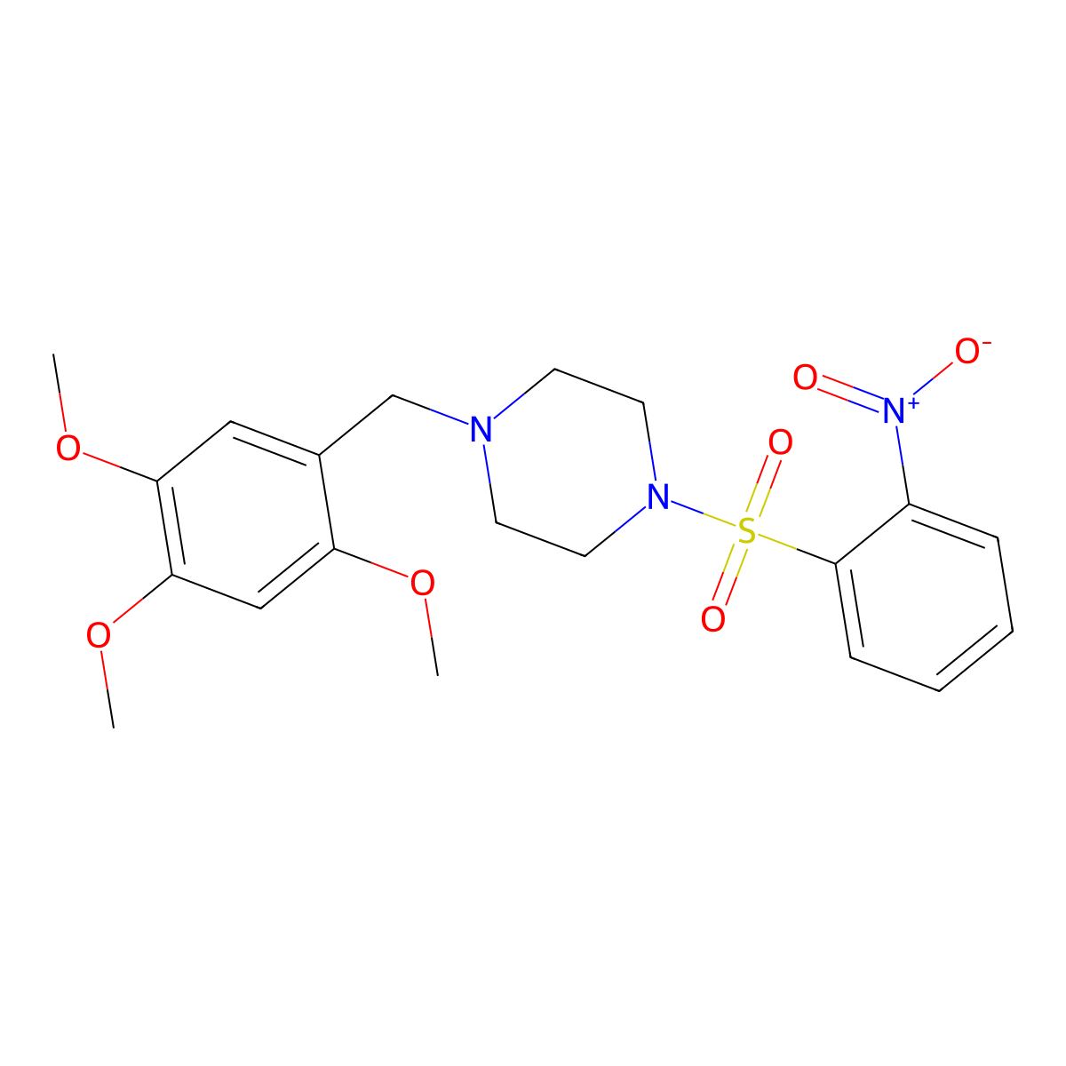 1-(2-Nitrophenyl)sulfonyl-4-[(2,4,5-trimethoxyphenyl)methyl]piperazine molecular structure, CAS 428827-55-8