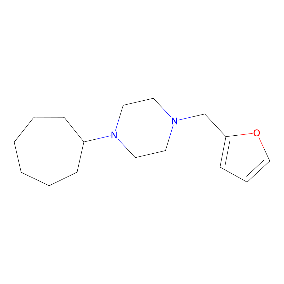 1-Cycloheptyl-4-(furan-2-ylmethyl)piperazine molecular structure, CAS 428827-57-0