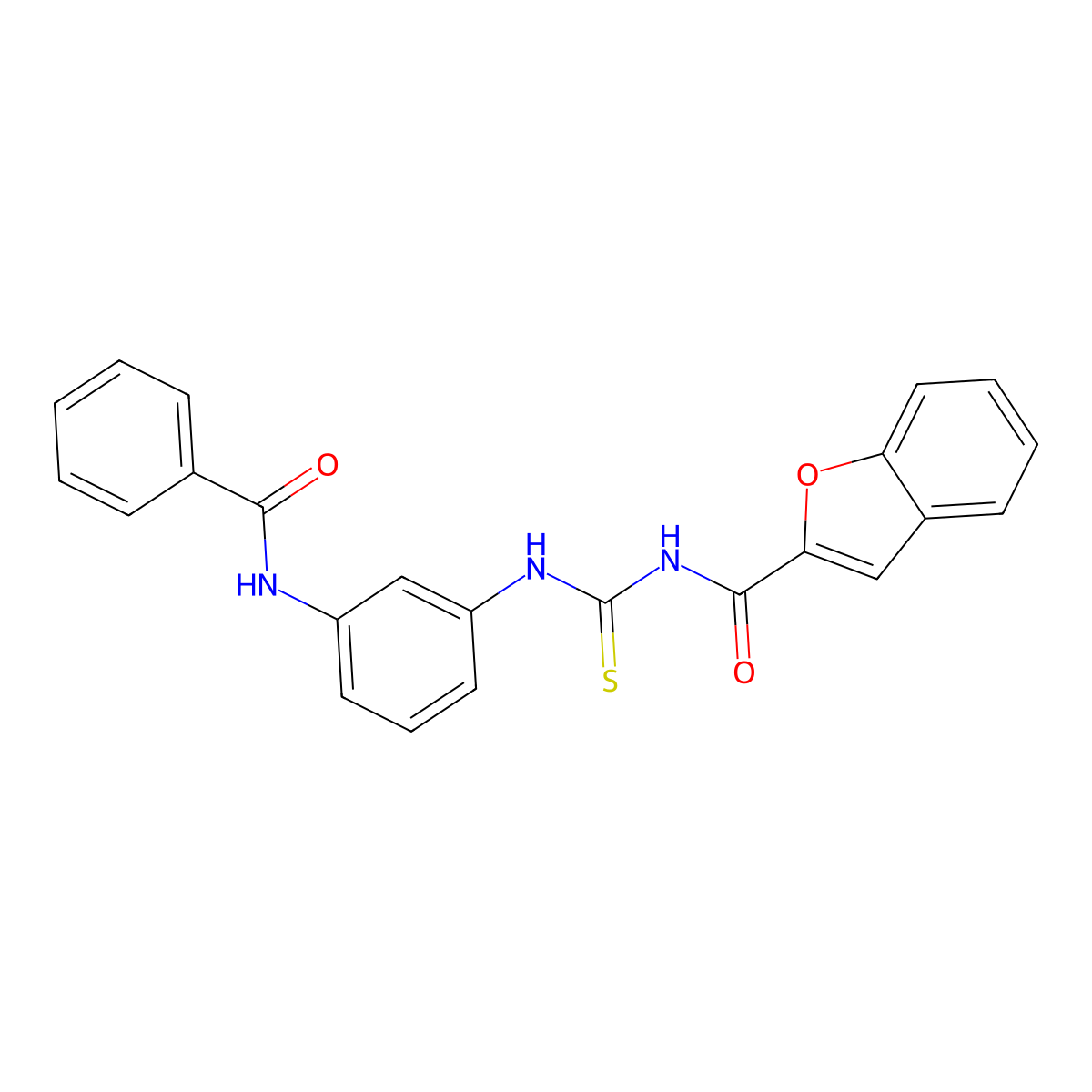 N-[(3-benzamidophenyl)carbamothioyl]-1-benzofuran-2-carboxamide molecular structure, CAS 428827-60-5