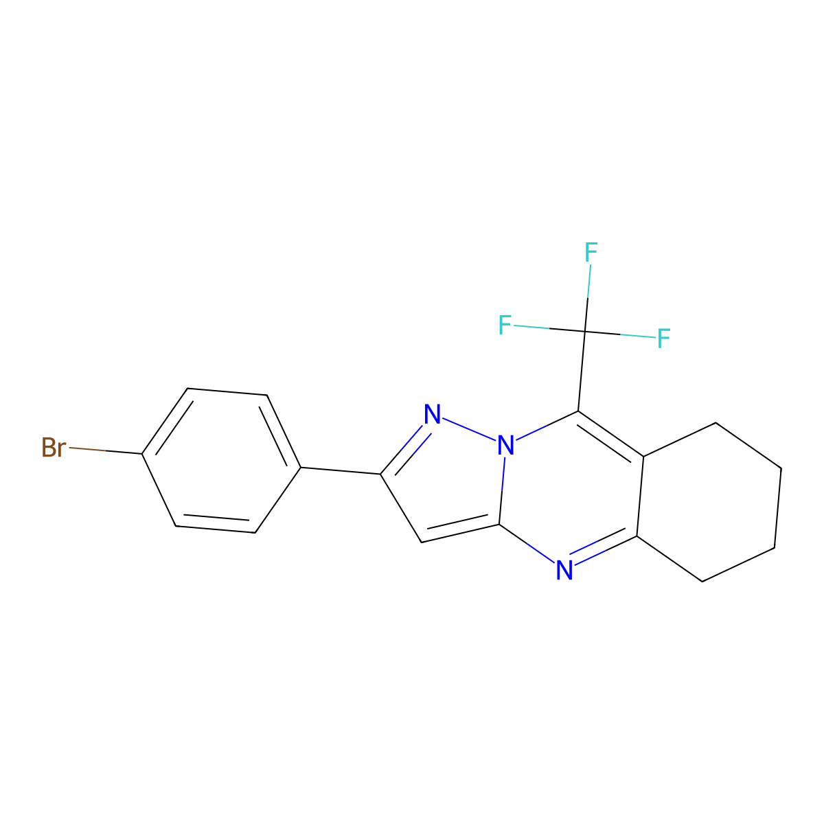 2-(4-Bromophenyl)-9-(trifluoromethyl)-5,6,7,8-tetrahydropyrazolo[5,1-b]quinazoline molecular structure, CAS 428827-61-6