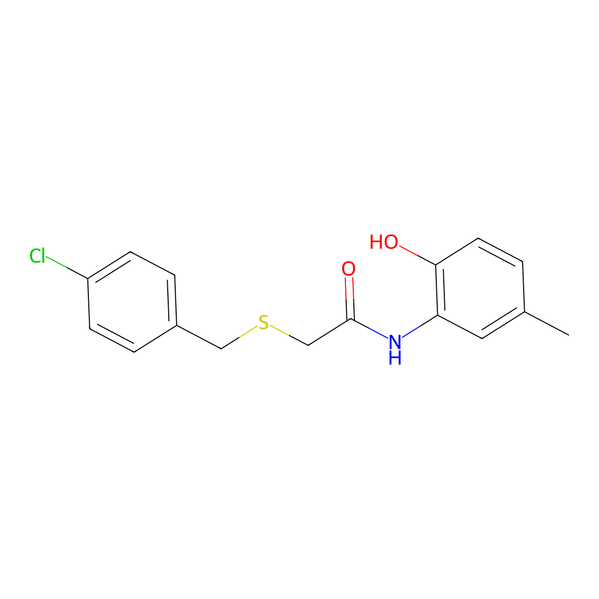 2-[(4-chlorobenzyl)sulfanyl]-N-(2-hydroxy-5-methylphenyl)acetamide molecular structure, CAS 428827-75-2