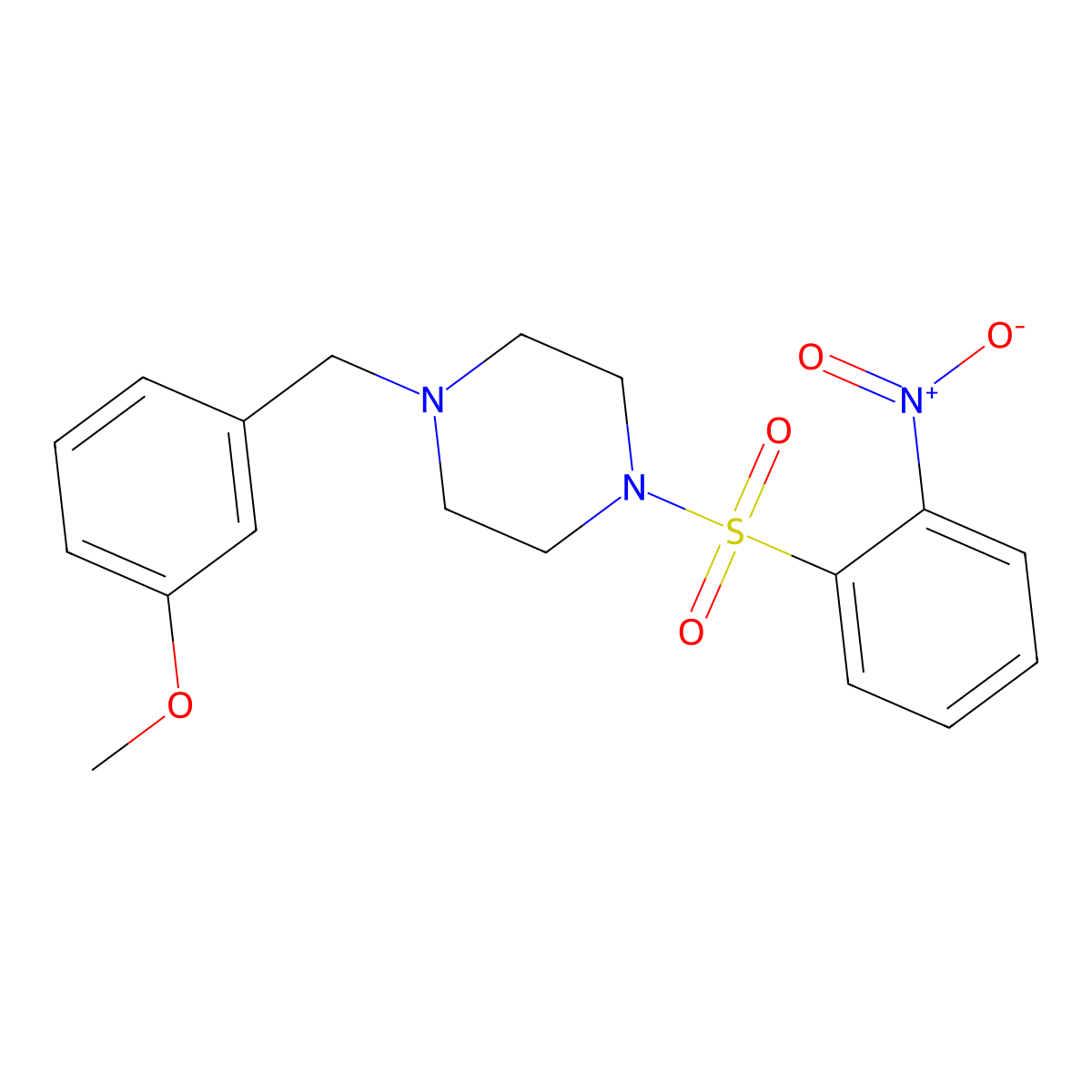 1-(3-Methoxybenzyl)-4-[(2-nitrophenyl)sulfonyl]piperazine molecular structure, CAS 428827-86-5