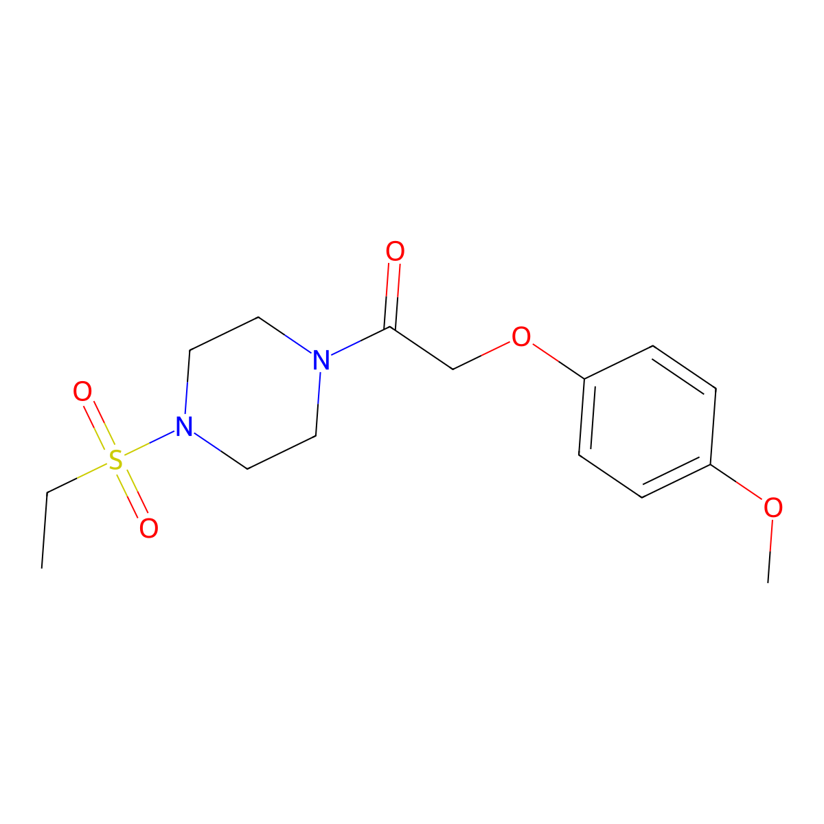 1-(4-Ethylsulfonylpiperazin-1-yl)-2-(4-methoxyphenoxy)ethanone molecular structure, CAS 428827-94-5