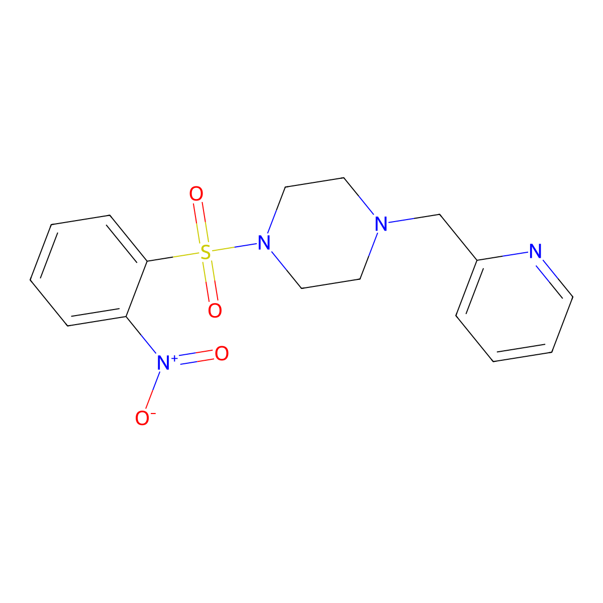 1-(2-Nitrophenyl)sulfonyl-4-(pyridin-2-ylmethyl)piperazine molecular structure, CAS 428827-97-8