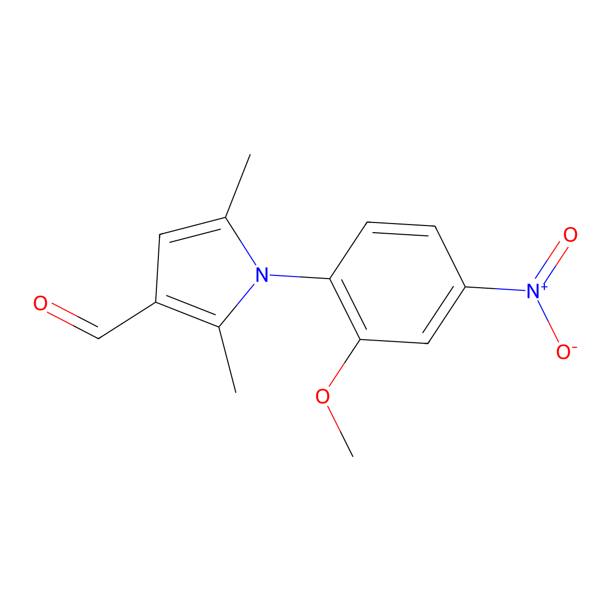 1-(2-methoxy-4-nitrophenyl)-2,5-dimethyl-1H-pyrrole-3-carbaldehyde molecular structure, CAS 428827-99-0