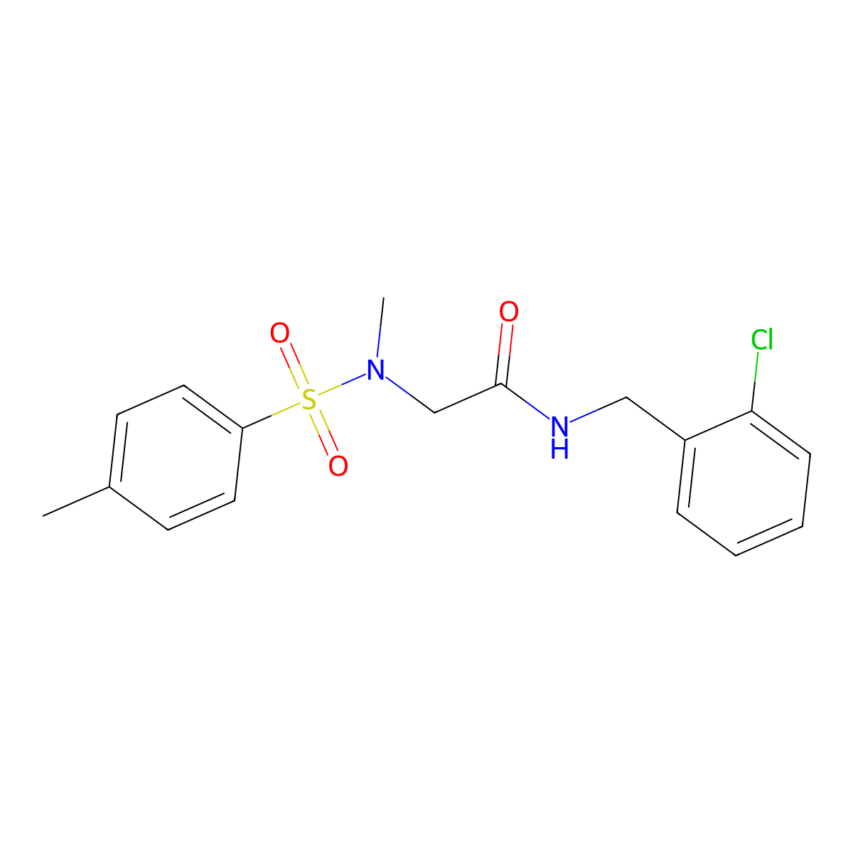 N-[(2-chlorophenyl)methyl]-2-[methyl-(4-methylphenyl)sulfonylamino]acetamide molecular structure, CAS 428828-04-0