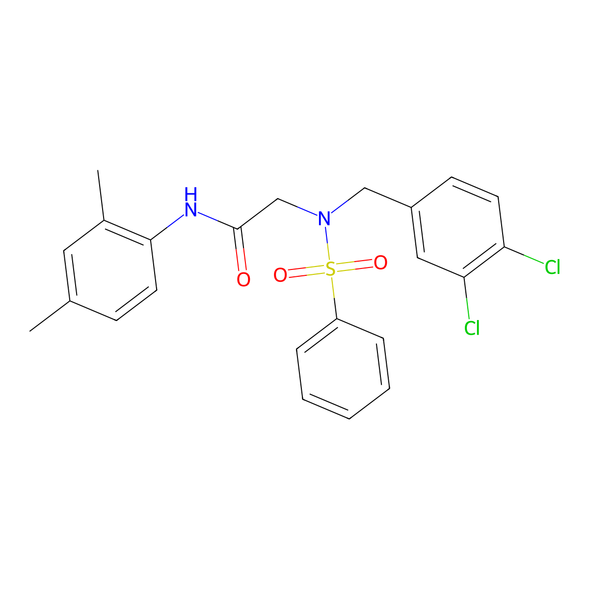 2-[benzenesulfonyl-[(3,4-dichlorophenyl)methyl]amino]-N-(2,4-dimethylphenyl)acetamide molecular structure, CAS 428828-20-0