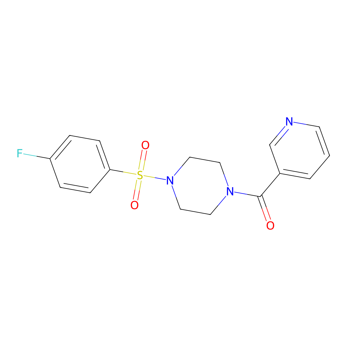 [4-(4-Fluorophenyl)sulfonylpiperazin-1-yl]-pyridin-3-ylmethanone molecular structure, CAS 428828-24-4