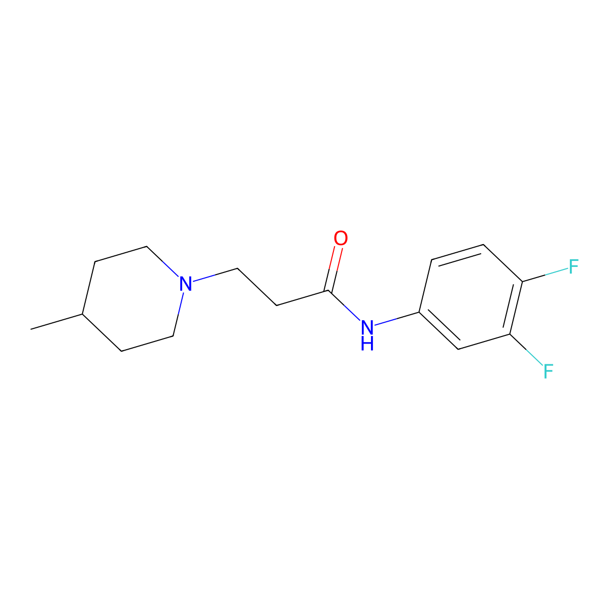 N-(3,4-difluorophenyl)-3-(4-methylpiperidin-1-yl)propanamide molecular structure, CAS 428828-30-2