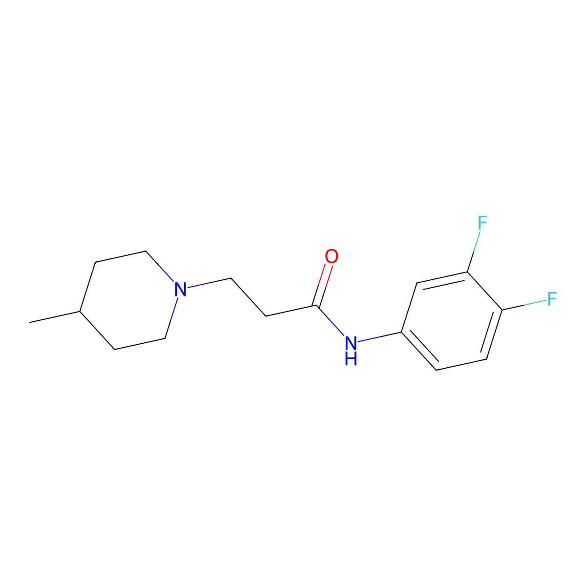 N-(3,4-difluorophenyl)-3-(4-methylpiperidin-1-yl)propanamide molecular structure, CAS 428828-30-2