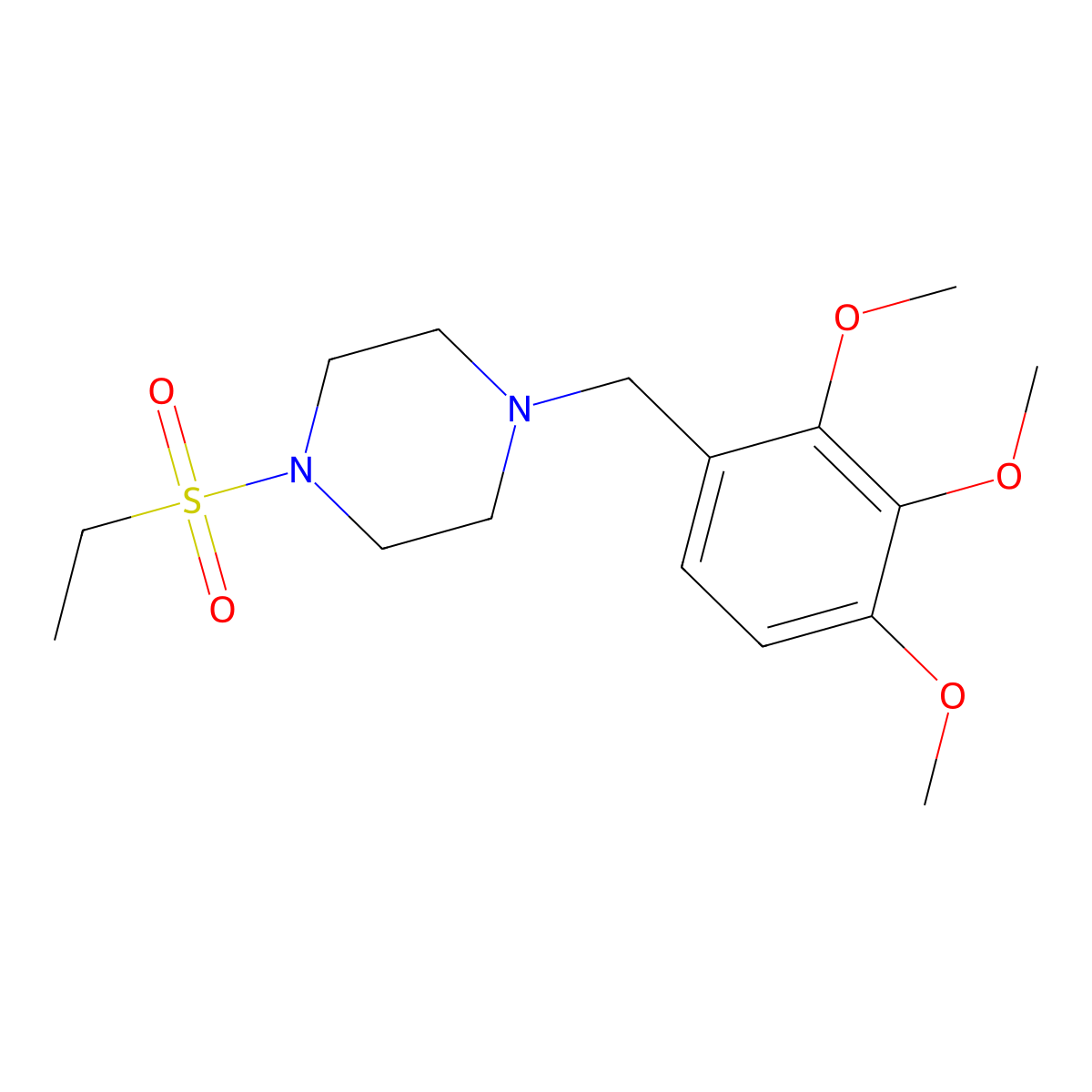 1-(Ethylsulfonyl)-4-(2,3,4-trimethoxybenzyl)piperazine molecular structure, CAS 428828-33-5