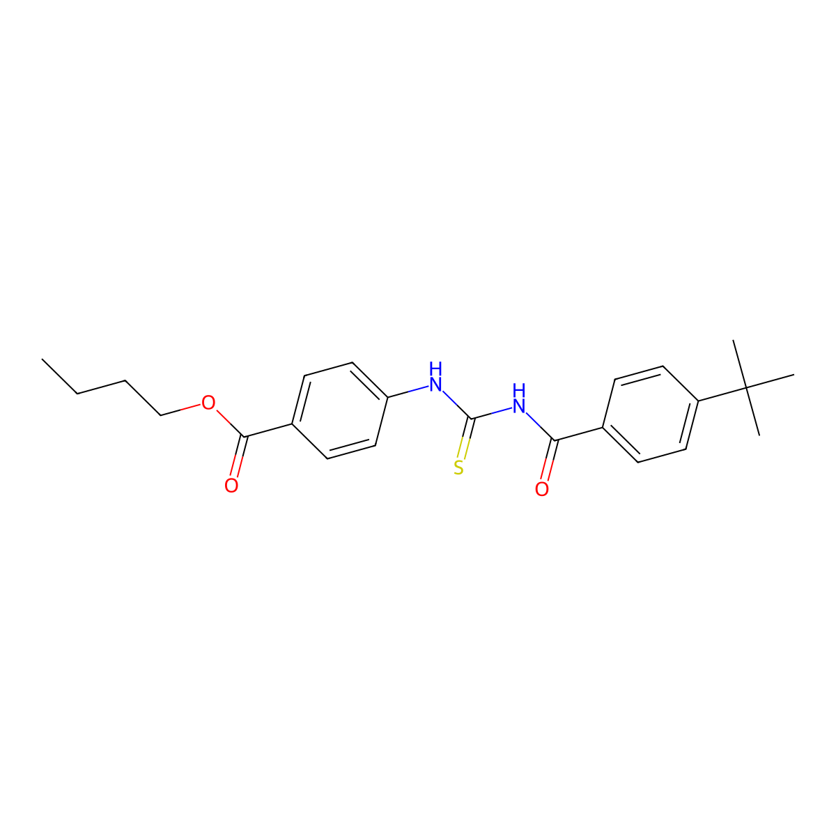 Butyl 4-({[(4-tert-butylphenyl)carbonyl]carbamothioyl}amino)benzoate molecular structure, CAS 428828-54-0
