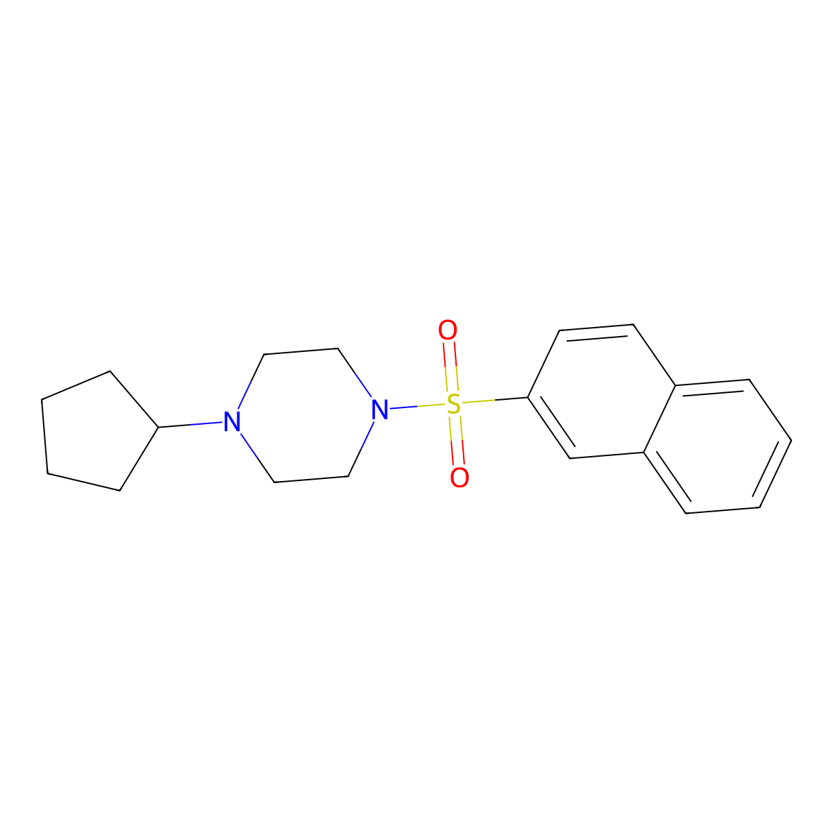 1-Cyclopentyl-4-naphthalen-2-ylsulfonylpiperazine molecular structure, CAS 428828-83-5