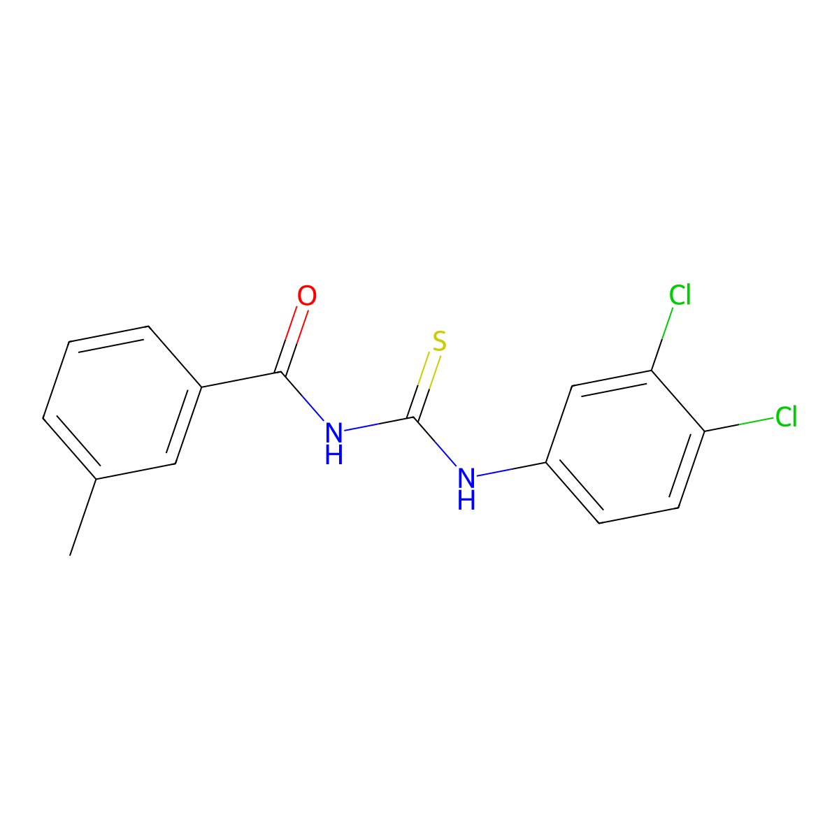 N-[(3,4-dichlorophenyl)carbamothioyl]-3-methylbenzamide molecular structure, CAS 428828-94-8