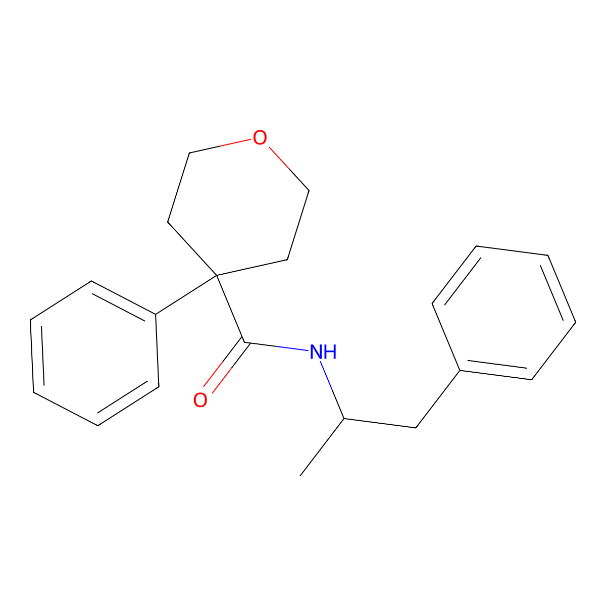 4-phenyl-N-(1-phenylpropan-2-yl)oxane-4-carboxamide molecular structure, CAS 428828-95-9