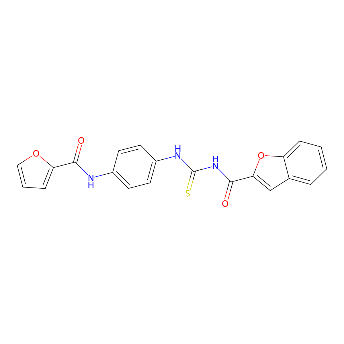 N-[[4-(furan-2-carbonylamino)phenyl]carbamothioyl]-1-benzofuran-2-carboxamide molecular structure, CAS 428829-01-0