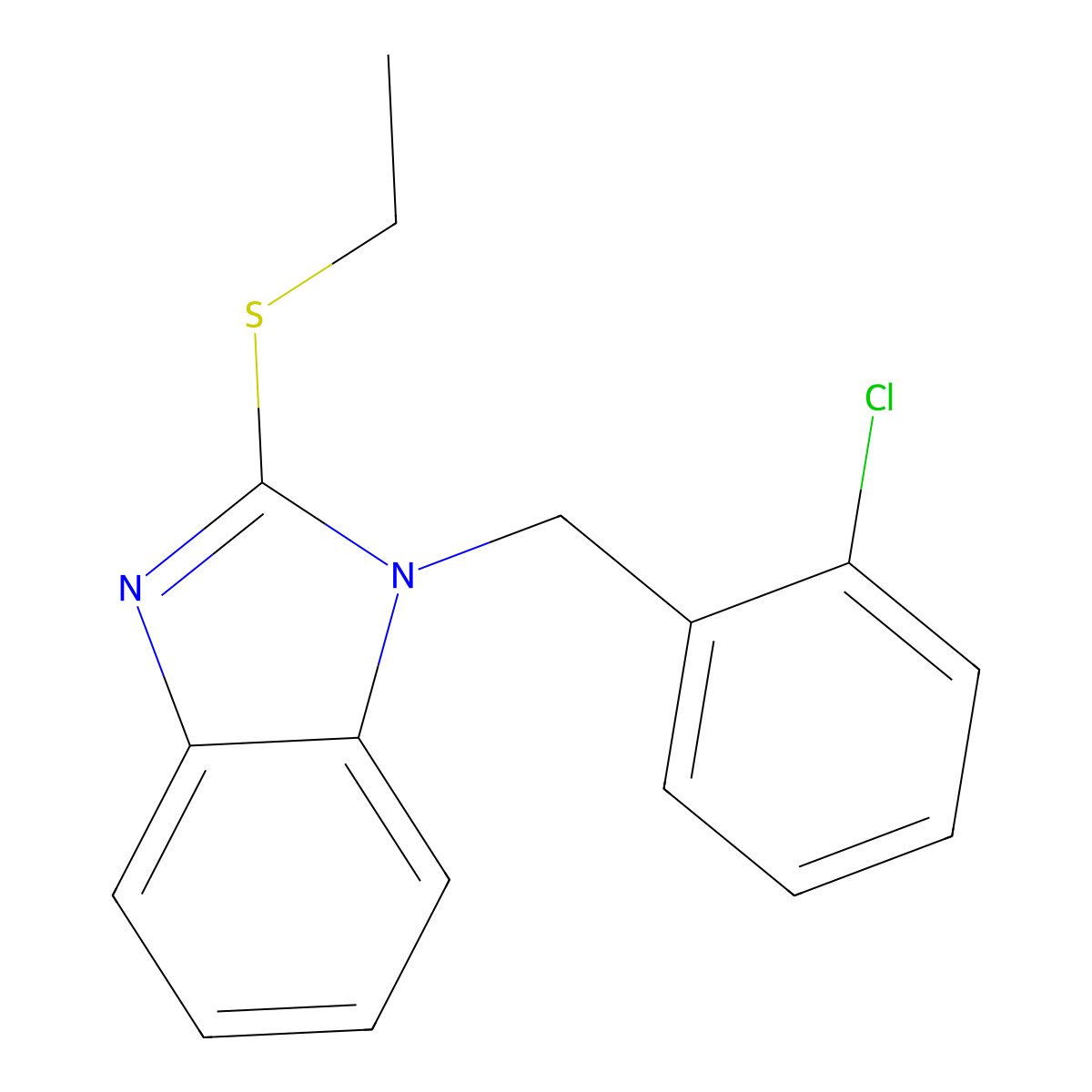 1-[(2-Chlorophenyl)methyl]-2-ethylsulfanylbenzimidazole molecular structure, CAS 428829-03-2