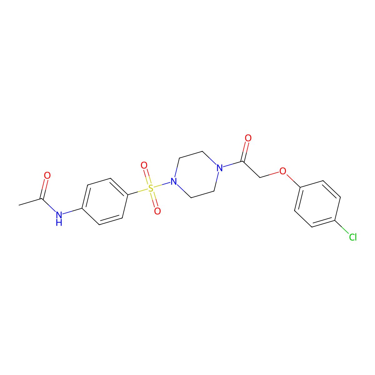 N-[4-[4-[2-(4-chlorophenoxy)acetyl]piperazin-1-yl]sulfonylphenyl]acetamide molecular structure, CAS 428829-07-6