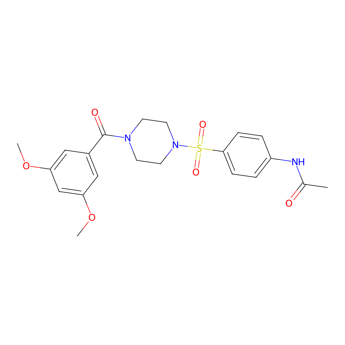 N-[4-[4-(3,5-dimethoxybenzoyl)piperazin-1-yl]sulfonylphenyl]acetamide molecular structure, CAS 428829-10-1