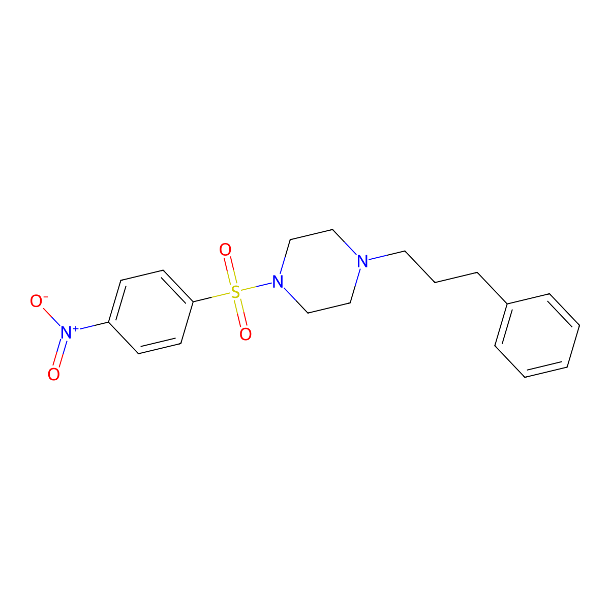 1-(4-Nitrophenyl)sulfonyl-4-(3-phenylpropyl)piperazine molecular structure, CAS 428829-11-2