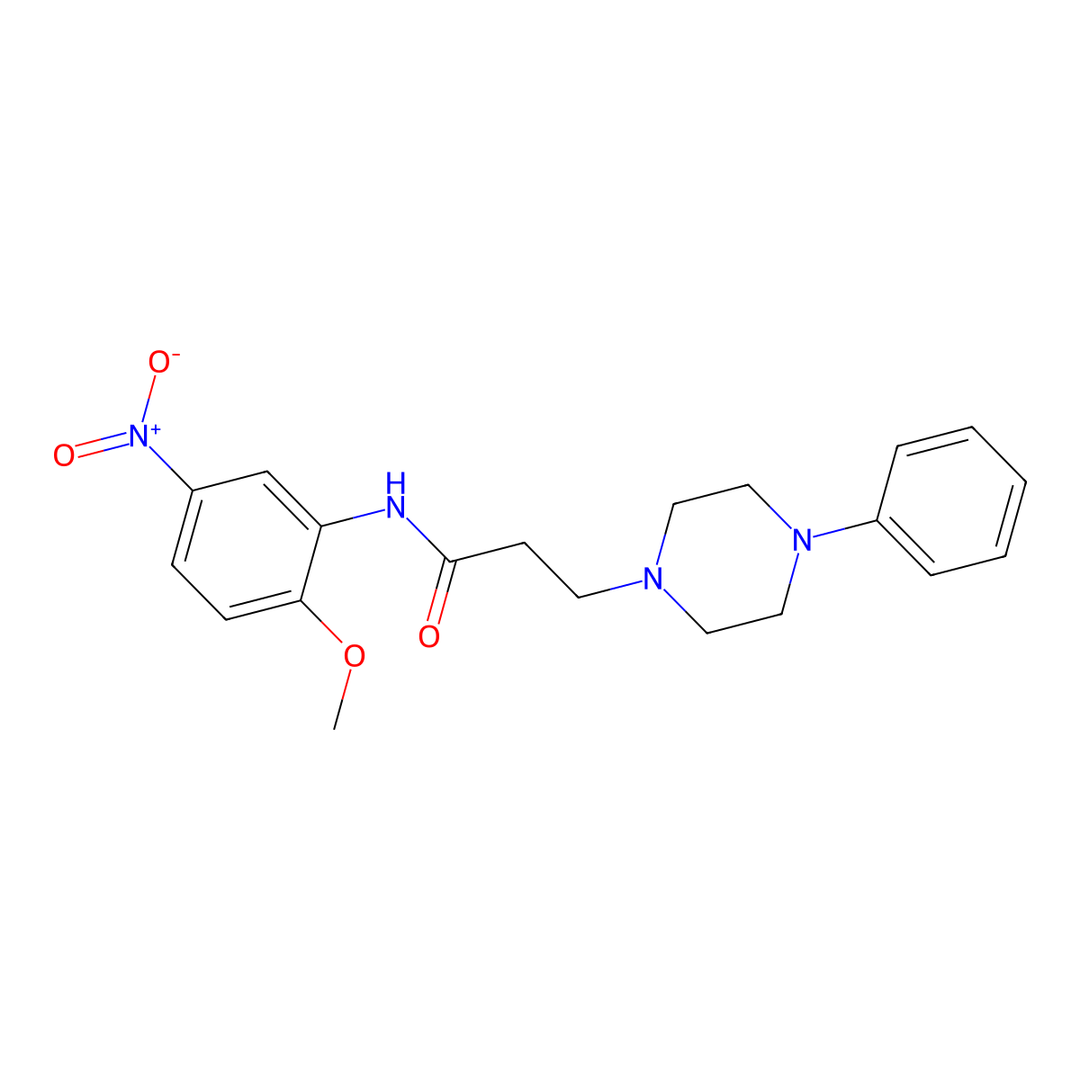 N-(2-methoxy-5-nitrophenyl)-3-(4-phenylpiperazin-1-yl)propanamide molecular structure, CAS 428829-24-7