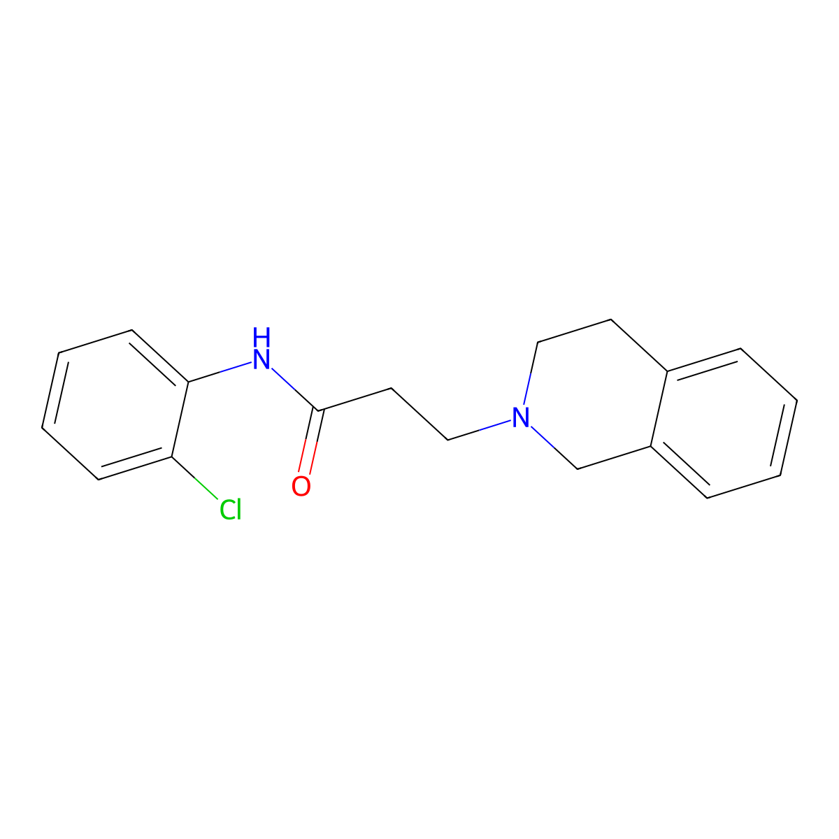 N-(2-chlorophenyl)-3-(3,4-dihydro-1H-isoquinolin-2-yl)propanamide molecular structure, CAS 428829-30-5