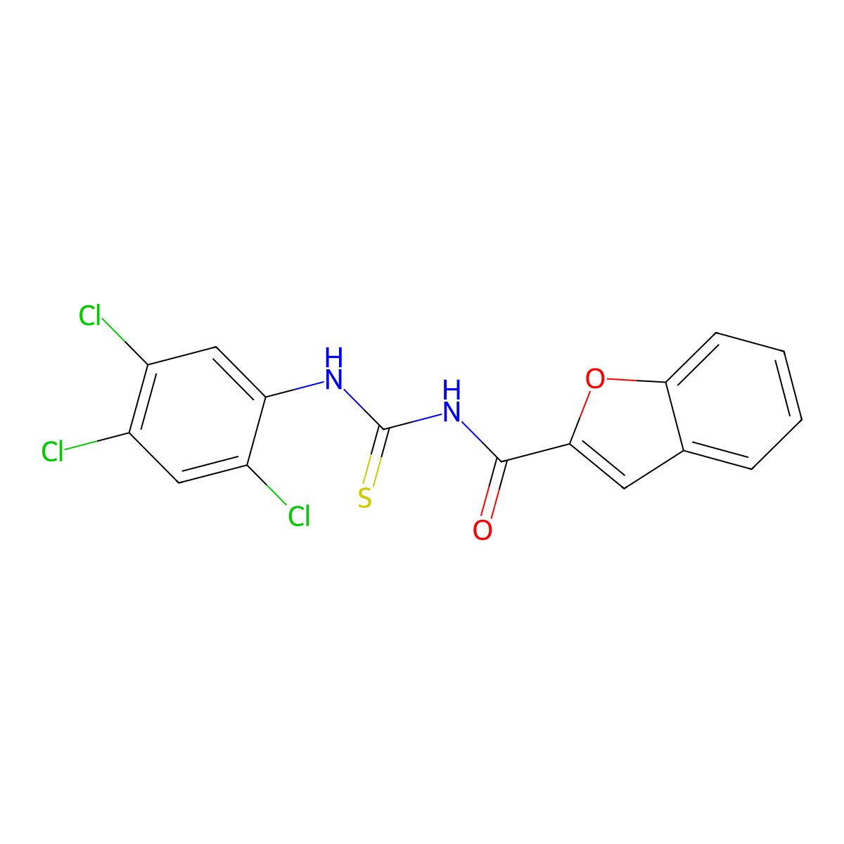 N-[(2,4,5-trichlorophenyl)carbamothioyl]-1-benzofuran-2-carboxamide molecular structure, CAS 428829-32-7