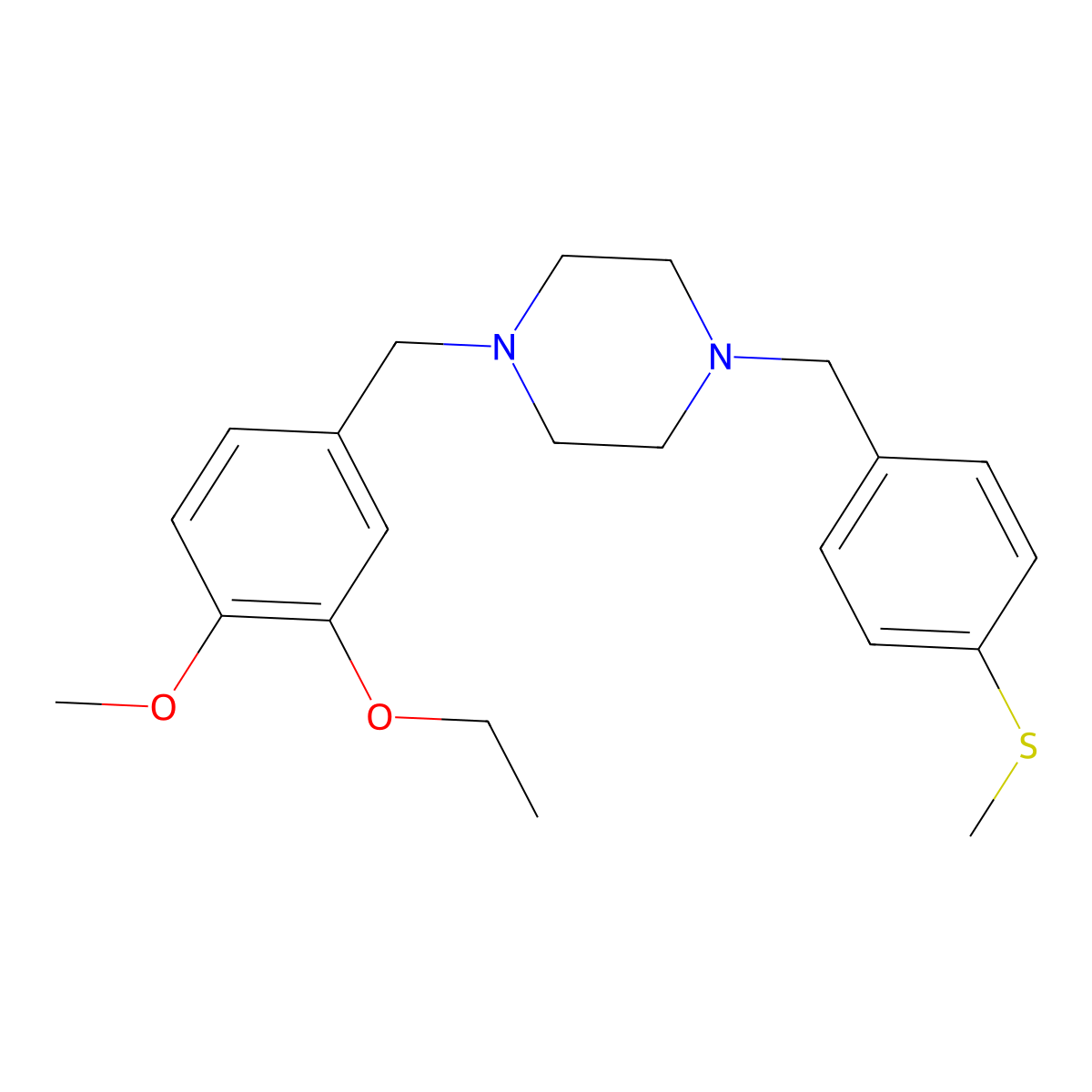 1-(3-Ethoxy-4-methoxybenzyl)-4-[4-(methylsulfanyl)benzyl]piperazine molecular structure, CAS 428829-54-3