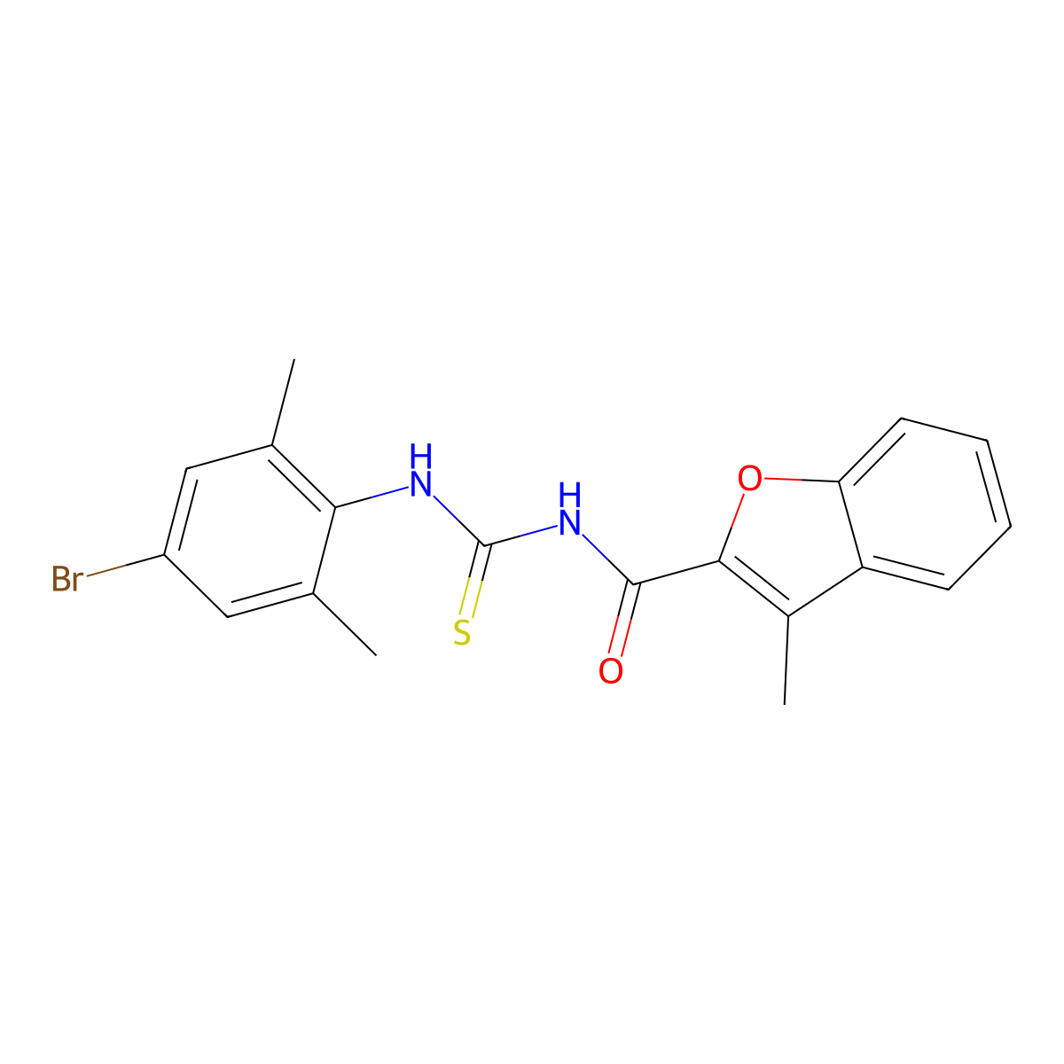 N-[(4-bromo-2,6-dimethylphenyl)carbamothioyl]-3-methyl-1-benzofuran-2-carboxamide molecular structure, CAS 428829-79-2