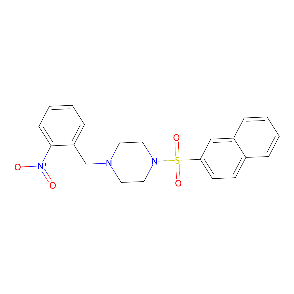 1-Naphthalen-2-ylsulfonyl-4-[(2-nitrophenyl)methyl]piperazine molecular structure, CAS 428829-83-8