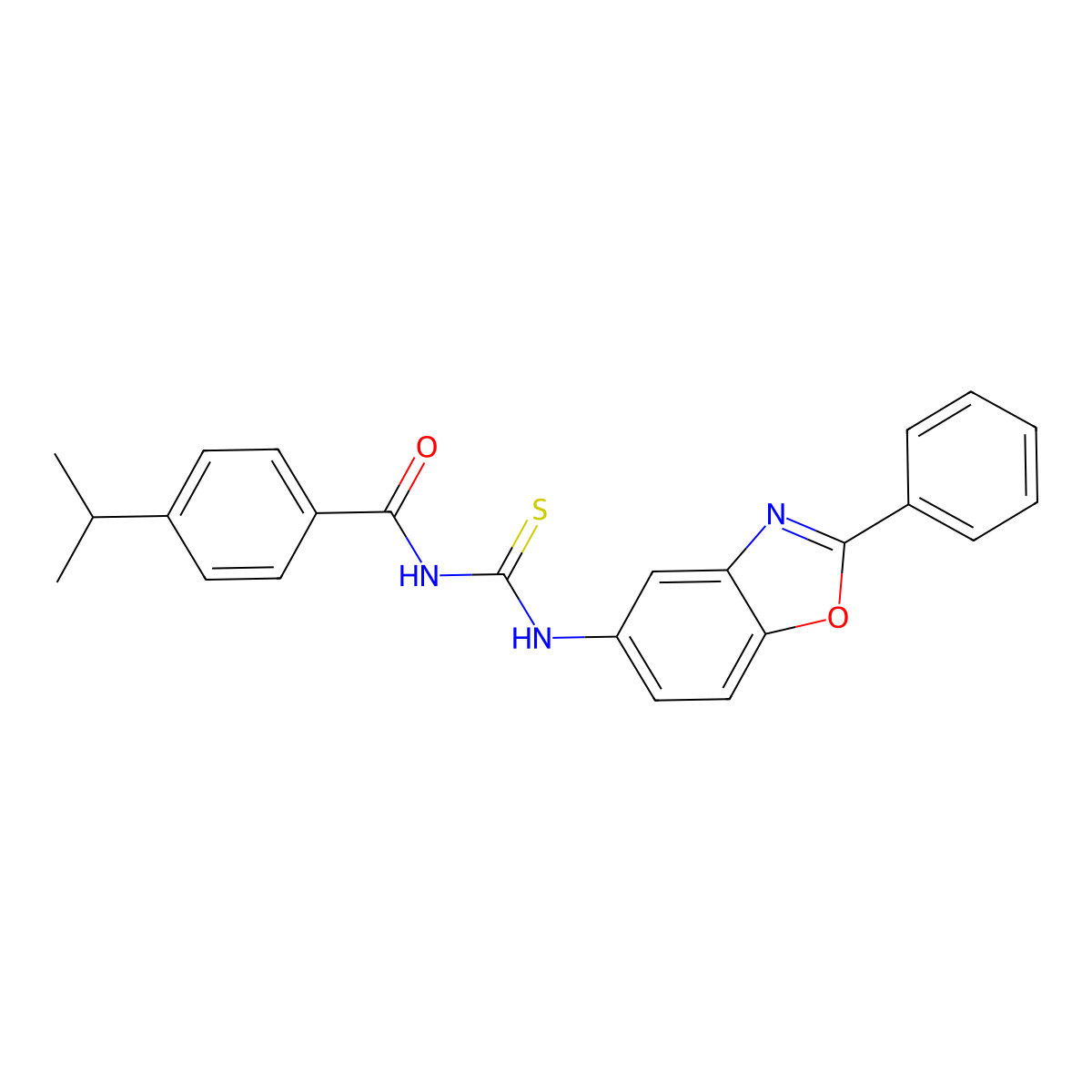 N-[(2-phenyl-1,3-benzoxazol-5-yl)carbamothioyl]-4-propan-2-ylbenzamide molecular structure, CAS 428830-01-7