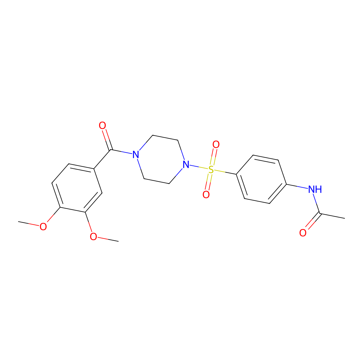 N-[4-[4-(3,4-dimethoxybenzoyl)piperazin-1-yl]sulfonylphenyl]acetamide molecular structure, CAS 428830-07-3