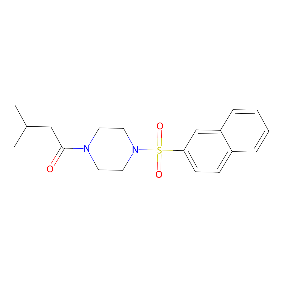 3-Methyl-1-(4-naphthalen-2-ylsulfonylpiperazin-1-yl)butan-1-one molecular structure, CAS 428830-08-4