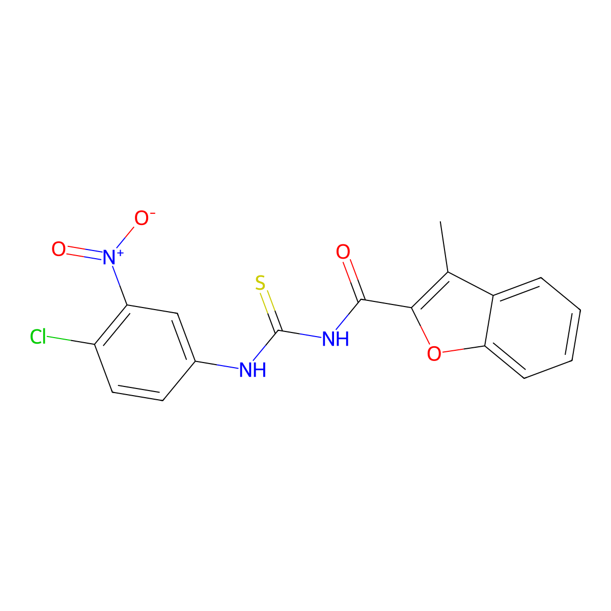 N-[(4-chloro-3-nitrophenyl)carbamothioyl]-3-methyl-1-benzofuran-2-carboxamide molecular structure, CAS 428830-18-6