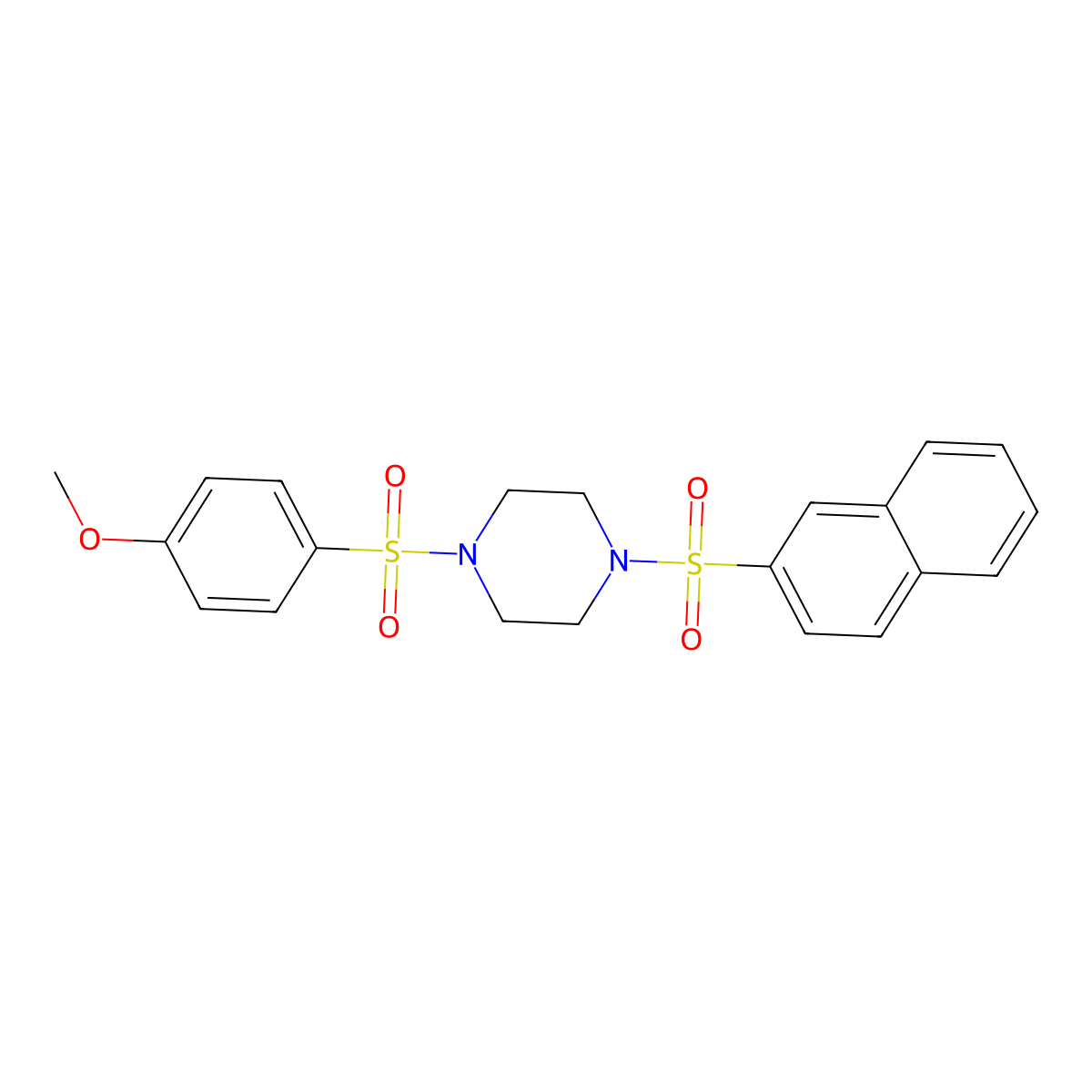 1-(4-Methoxyphenyl)sulfonyl-4-naphthalen-2-ylsulfonylpiperazine molecular structure, CAS 428830-22-2