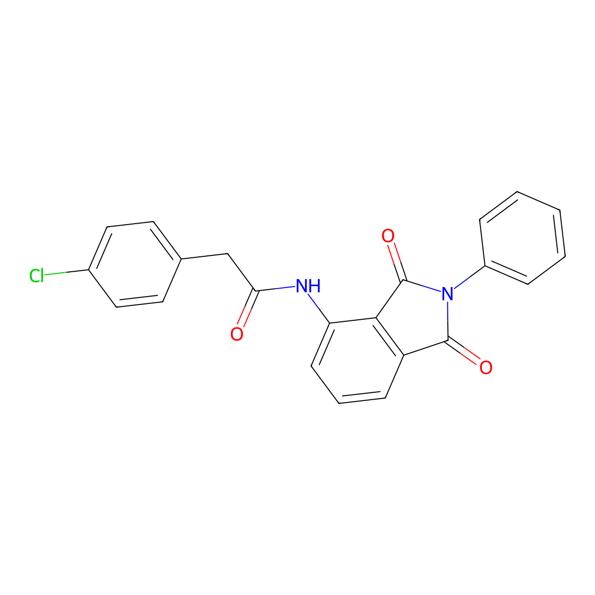 2-(4-chlorophenyl)-N-(1,3-dioxo-2-phenylisoindol-4-yl)acetamide molecular structure, CAS 428830-35-7