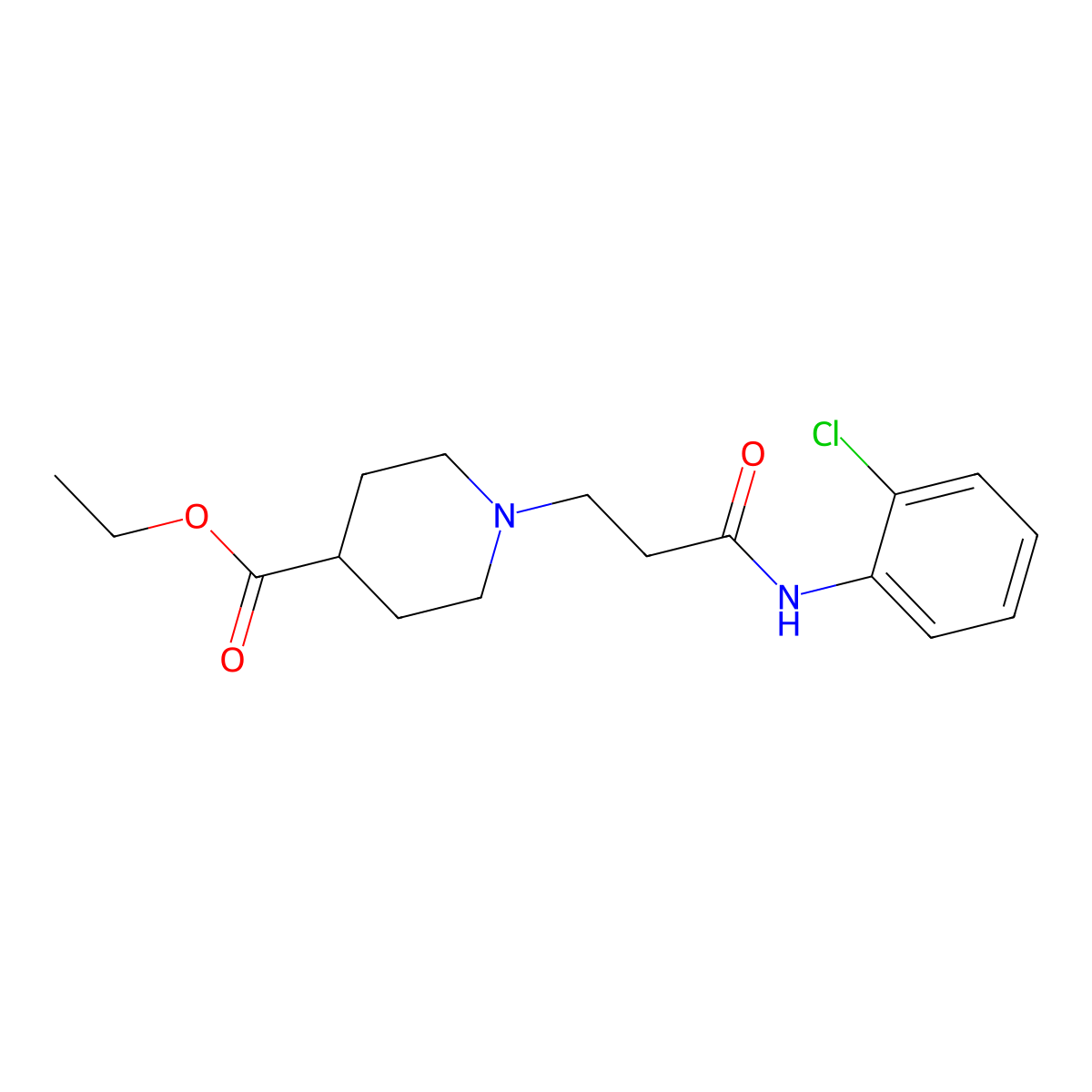 Ethyl 1-[3-(2-chloroanilino)-3-oxopropyl]-4-piperidinecarboxylate molecular structure, CAS 428830-37-9