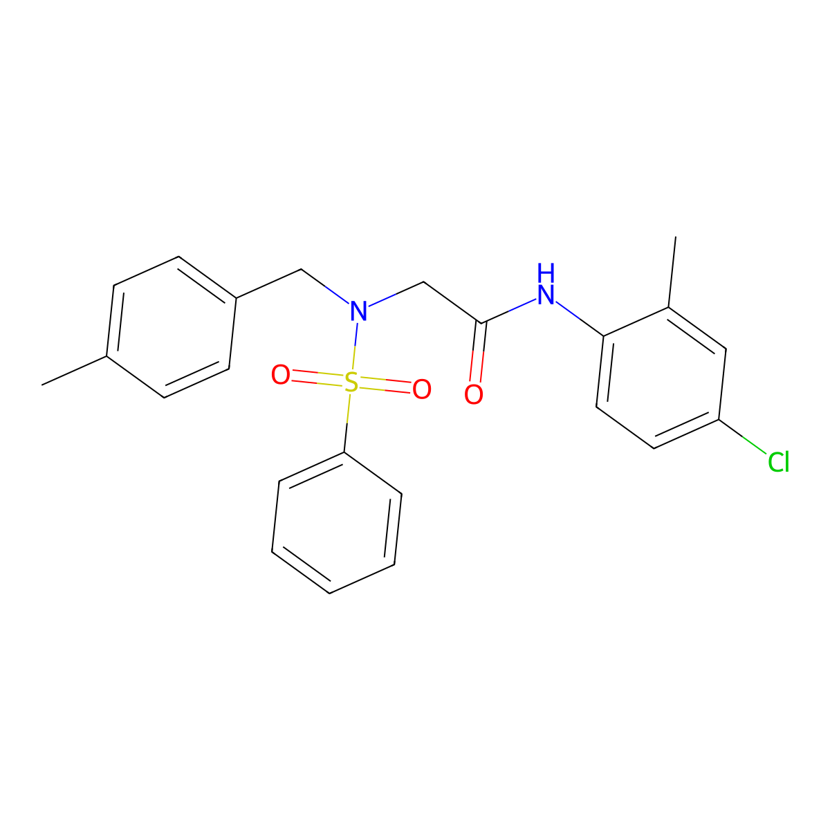 2-[benzenesulfonyl-[(4-methylphenyl)methyl]amino]-N-(4-chloro-2-methylphenyl)acetamide molecular structure, CAS 428830-42-6